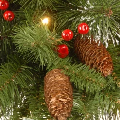 Under 5Ft-National Tree Company Pre-Lit Artificial Mini Christmas Tree, Green, Crestwood Spruce, White Lights, Decorated With Pine Cones, Berry Clusters, Frosted Branches, Includes Pot Base, 4 Feet