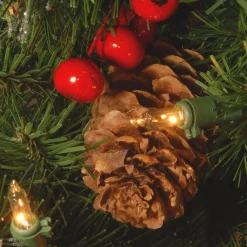 Under 5Ft-National Tree Company Pre-Lit Artificial Mini Christmas Tree, Green, Crestwood Spruce, White Lights, Decorated With Pine Cones, Berry Clusters, Frosted Branches, Includes Pot Base, 2 Feet