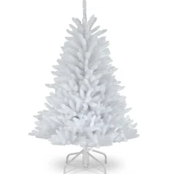 Unlit-National Tree Company Pre-Lit Artificial Mini Christmas Tree, White, Dunhill Fir, Unlit, Includes Stand, 4.5 Feet