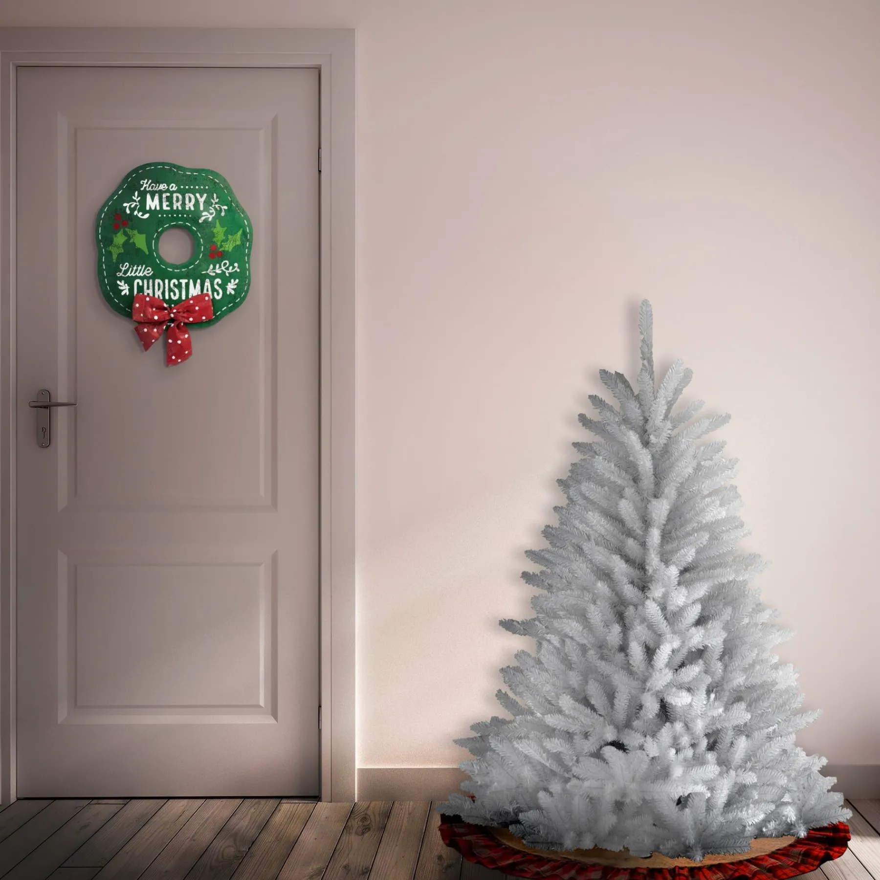 Unlit-National Tree Company Pre-Lit Artificial Mini Christmas Tree, White, Dunhill Fir, Unlit, Includes Stand, 4.5 Feet