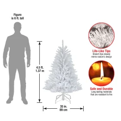 Unlit-National Tree Company Pre-Lit Artificial Mini Christmas Tree, White, Dunhill Fir, Unlit, Includes Stand, 4.5 Feet
