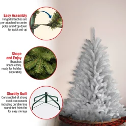 Unlit-National Tree Company Pre-Lit Artificial Mini Christmas Tree, White, Dunhill Fir, Unlit, Includes Stand, 4.5 Feet