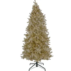 7Ft - 9Ft-National Tree Company Pre-Lit Artificial Platinum Metallic Christmas Tree, With Warm White Rice Led Lights, Plug In, 9 Ft