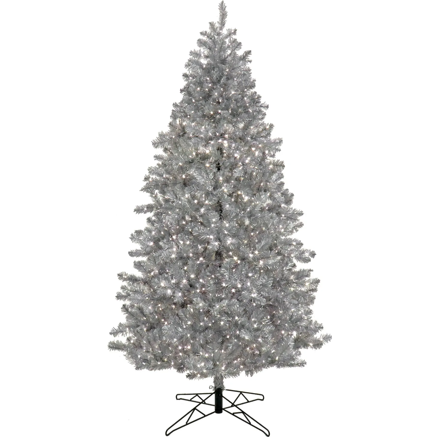 National Tree Company Full^Pre-Lit Artificial Silver Christmas Tree, With Cool White Led Lights, Plug In, 7.5 Ft