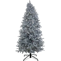 Clear-National Tree Company Pre-Lit Artificial Silver Christmas Tree, With Cool White Led Lights, Plug In, 10 Ft