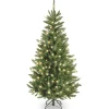 National Tree Company Slim^Pre-Lit Artificial Slim Christmas Tree, Green, Natural Fraser Fir, White Lights, Includes Stand, 4.5 Feet