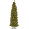 7Ft - 9Ft-National Tree Company Pre-Lit Artificial Slim Christmas Tree, Tacoma Pine, Green, White Lights, Includes Stand, 7.5 Feet