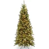 5Ft - 6Ft-National Tree Company Pre-Lit Artificial Slim Christmas Tree, Green, Tiffany Fir, White Lights, Includes Stand, 6.5 Feet