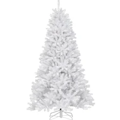National Tree Company Full^Pre-Lit Artificial Slim Christmas Tree, White, North Valley Spruce, White Lights, Includes Stand, 7.5 Feet