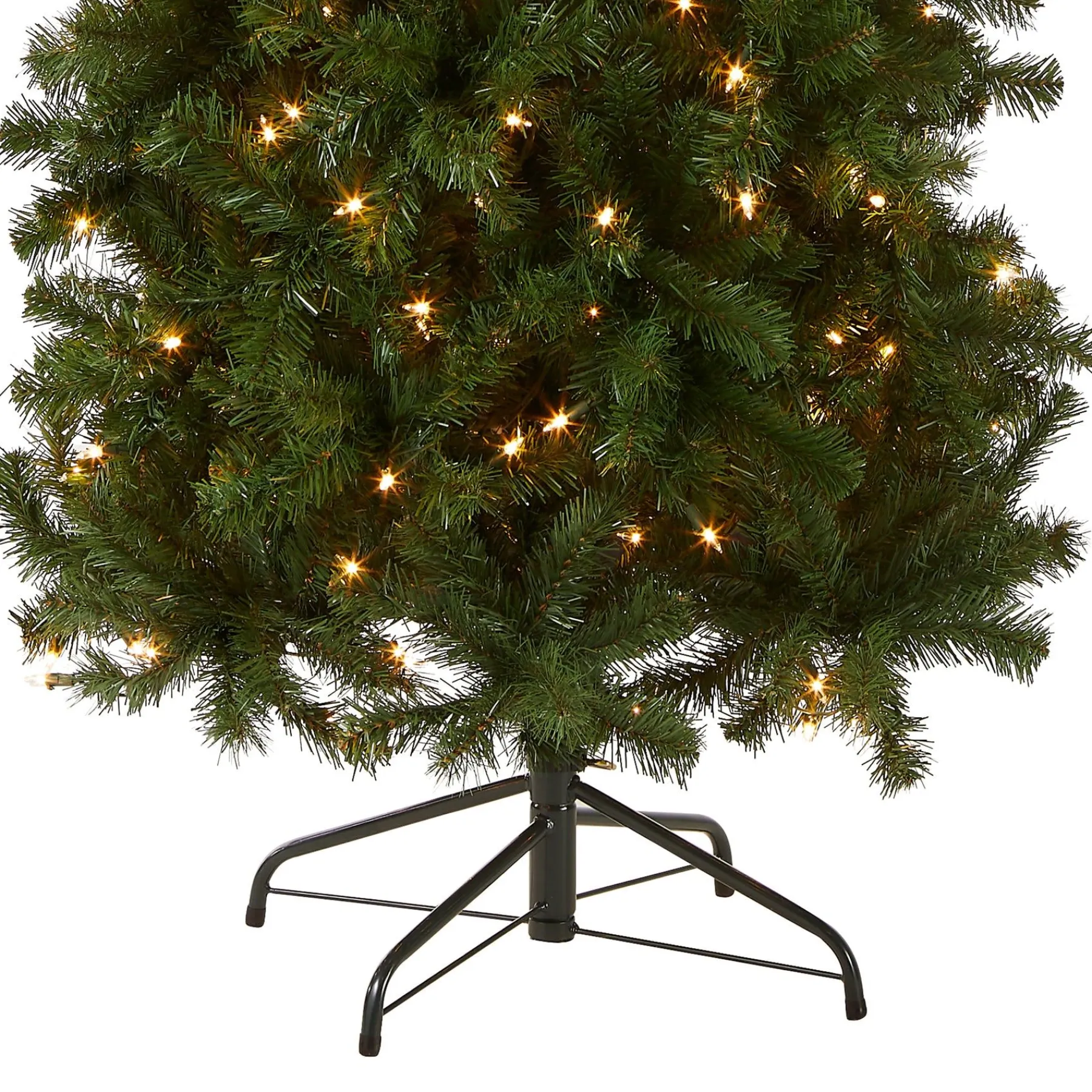 7Ft - 9Ft-National Tree Company Pre-Lit Artificial Slim Christmas Tree, Green, North Valley Spruce, White Lights, Includes Stand, 7.5 Feet