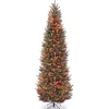 7Ft - 9Ft-National Tree Company Pre-Lit Artificial Slim Christmas Tree, Green, Natural Fraser Fir, Multicolor Lights, Includes Stand, 9 Feet