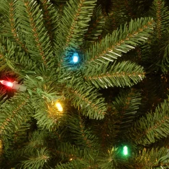 7Ft - 9Ft-National Tree Company Pre-Lit Artificial Slim Christmas Tree, Green, Natural Fraser Fir, Multicolor Lights, Includes Stand, 9 Feet