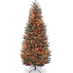 7Ft - 9Ft-National Tree Company Pre-Lit Artificial Slim Christmas Tree, Green, Natural Fraser Fir, Includes Stand, 7 Feet