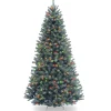National Tree Company Slim^Pre-Lit Artificial Slim Christmas Tree, Blue, North Valley Spruce, Multicolor Lights, Includes Stand, 7.5 Feet