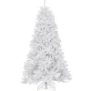 Full-National Tree Company Pre-Lit Artificial Slim Christmas Tree, White, North Valley Spruce, White Lights, Includes Stand, 7.5 Feet