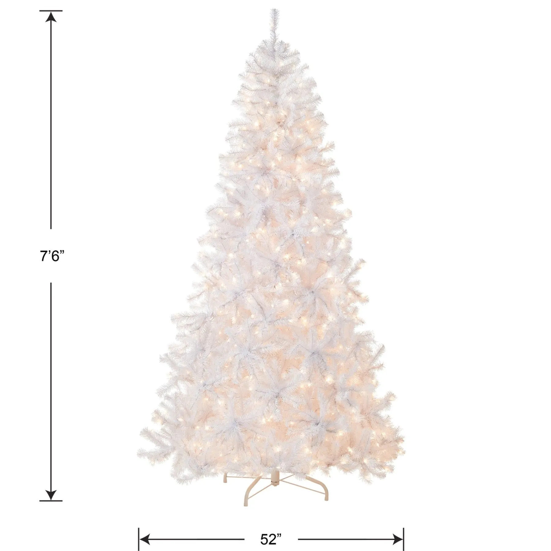 Full-National Tree Company Pre-Lit Artificial Slim Christmas Tree, White, North Valley Spruce, White Lights, Includes Stand, 7.5 Feet