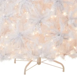 Full-National Tree Company Pre-Lit Artificial Slim Christmas Tree, White, North Valley Spruce, White Lights, Includes Stand, 7.5 Feet