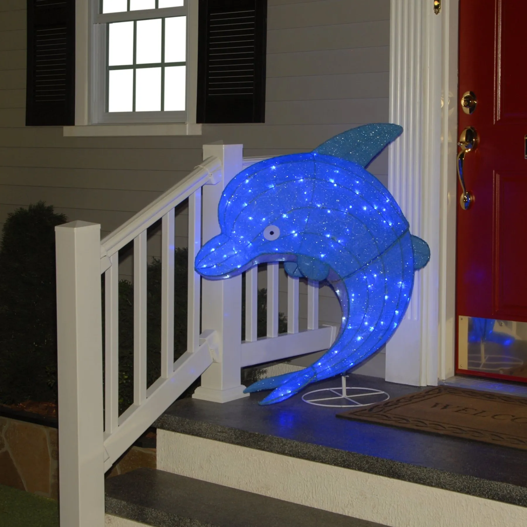 Outdoor Lawn Decor-National Tree Company Pre-Lit Blue Dolphin Outdoor Decoration, Led Lights, Plug In, Spring Collection, 40 Inches