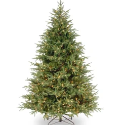 5Ft - 6Ft-National Tree Company Pre-Lit 'Feel Real' Artificial Full Christmas Tree, Green, Frasier Grande, White Lights, Includes Stand, 6.5 Feet