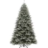 Full-National Tree Company Pre-Lit 'Feel Real' Artificial Christmas Tree, Snowy Stonington Fir, Green, Dual Color Led Lights, Includes Stand, 7.5 Feet