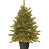 Under 5Ft-National Tree Company Pre-Lit 'Feel Real' Artificial Christmas Tree, Hampton Spruce, Green, White Lights, Includes Pot Base, 3 Feet