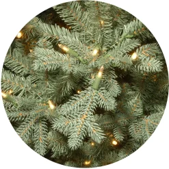 Full-National Tree Company Pre-Lit 'Feel Real' Artificial Christmas Tree, Buckingham Spruce, Blue, White Lights, Includes Stand, 7.5 Feet