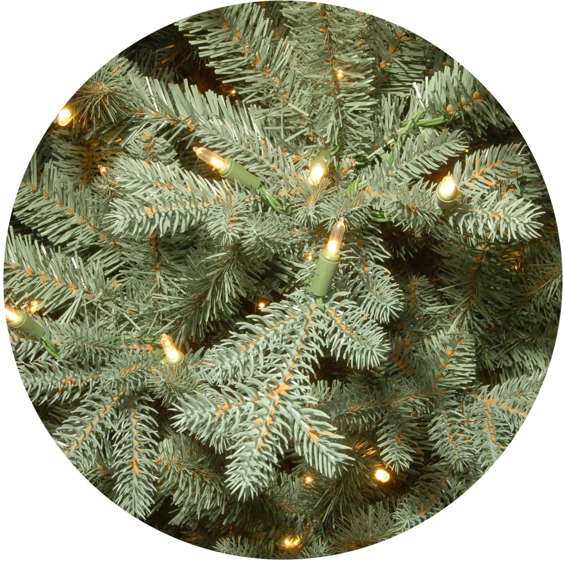 Full-National Tree Company Pre-Lit 'Feel Real' Artificial Christmas Tree, Buckingham Spruce, Blue, White Lights, Includes Stand, 7.5 Feet