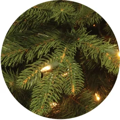 Full-National Tree Company Pre-Lit 'Feel Real' Artificial Christmas Tree, Ridgewood Spruce, Green, White Lights, Includes Stand, 7.5 Feet