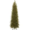 Slim-National Tree Company Pre-Lit 'Feel Real' Artificial Slim Christmas Tree, Grande Fir, Green, White Lights, Includes Stand, 7.5 Feet