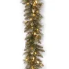 7' To 10' Garland-National Tree Company Pre-Lit 'Feel Real' Artificial Christmas Garland, Green, Glittery Bristle Pine, White Lights, Decorated With Frosted Branches, Plug In, Christmas Collection, 9 Feet