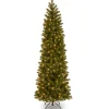 Slim-National Tree Company Pre-Lit 'Feel Real' Artificial Slim Downswept Christmas Tree, Green, Douglas Fir, White Lights, Includes Stand, 7.5 Feet