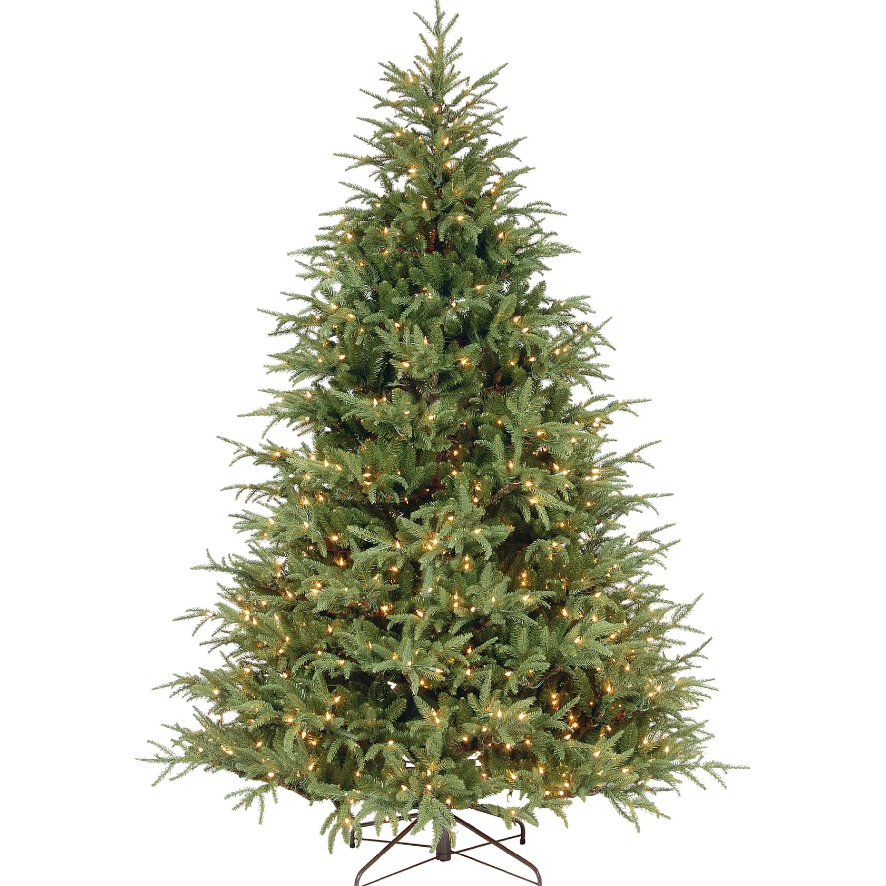 National Tree Company Full^Pre-Lit 'Feel Real' Artificial Full Christmas Tree, Green, Frasier Grande, White Lights, Includes Stand, 7.5 Feet