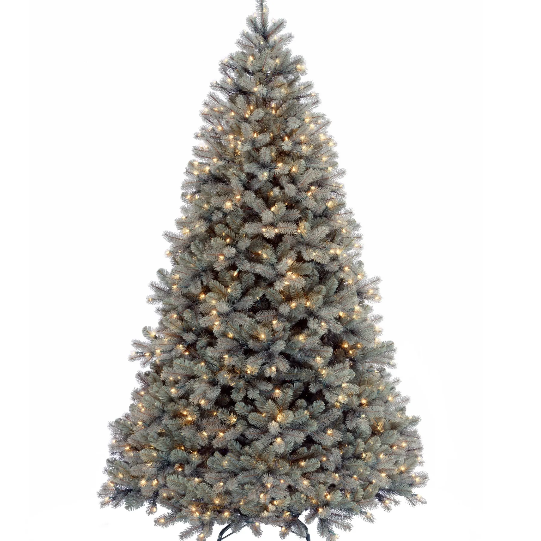 National Tree Company Slim^Pre-Lit 'Feel Real' Artificial Full Downswept Christmas Tree, Green, Douglas Blue Fir, White Lights, Includes Stand, 7 Feet
