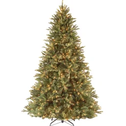 7Ft - 9Ft-National Tree Company Pre-Lit 'Feel Real' Artificial Medium Christmas Tree, Gren, Tiffany Fir, White Lights, Includes Stand, 7.5 Feet