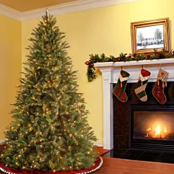 7Ft - 9Ft-National Tree Company Pre-Lit 'Feel Real' Artificial Medium Christmas Tree, Gren, Tiffany Fir, White Lights, Includes Stand, 7.5 Feet