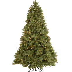 National Tree Company Full^Pre-Lit 'Feel Real' Artificial Full Downswept Christmas Tree, Green, Douglas Fir, Dual Color Led Lights, Includes Powerconnect And Stand, 7.5 Feet