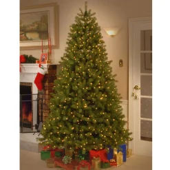 National Tree Company Full^Pre-Lit 'Feel Real' Artificial Full Downswept Christmas Tree, Green, Douglas Fir, Dual Color Led Lights, Includes Powerconnect And Stand, 7.5 Feet