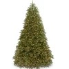National Tree Company Slim^Pre-Lit 'Feel Real' Artificial Christmas Tree, Jersey Fraser Fir, Green, Dual Color Led Lights, Includes Stand, 9 Feet