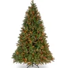 National Tree Company Slim^Pre-Lit 'Feel Real' Artificial Full Downswept Christmas Tree, Green, Douglas Fir, Multicolor Lights, Includes Stand, 7.5 Feet