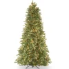 Slim-National Tree Company Pre-Lit 'Feel Real' Artificial Slim Christmas Tree, Green, Tiffany Fir, White Lights, Includes Stand, 6.5 Feet