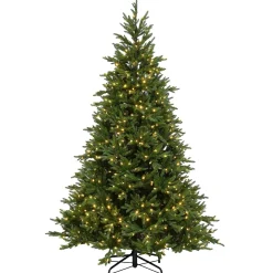 7Ft - 9Ft-National Tree Company Pre-Lit 'Feel Real' Artificial Christmas Tree, Huron Spruce, Green, Dual Color Led Lights, Includes Stand, 7.5 Feet