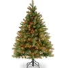 Full-National Tree Company Pre-Lit 'Feel Real' Artificial Full Downswept Christmas Tree, Green, Douglas Fir, Multicolor Lights, Includes Stand, 4.5 Feet