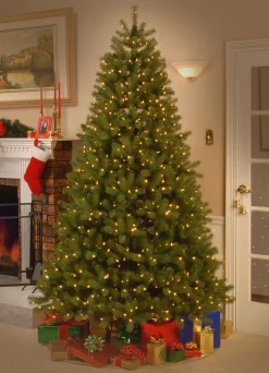 7Ft - 9Ft-National Tree Company Pre-Lit 'Feel Real' Artificial Full Downswept Christmas Tree, Green, Douglas Fir, Dual Color Led Lights, Includes Powerconnect And Stand, 9 Feet