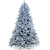7Ft - 9Ft-National Tree Company Pre-Lit 'Feel Real' Artificial Christmas Tree, Snowy Hamilton Spruce, Green, White Lights, Includes Stand, 7.5 Feet
