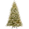 National Tree Company Full^Pre-Lit 'Feel Real' Artificial Christmas Tree, Snowy Sierra Spruce, Green, White Lights, Includes Stand, 7.5 Feet