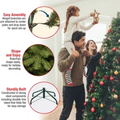 7Ft - 9Ft-National Tree Company Pre-Lit 'Feel Real' Artificial Full Downswept Christmas Tree, Green, Douglas Fir, White Lights, Includes Stand, 7 Feet