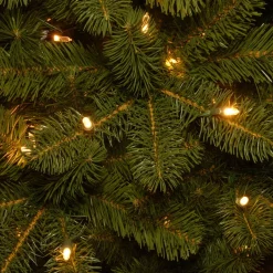 Slim-National Tree Company Pre-Lit 'Feel Real' Artificial Slim Downswept Christmas Tree, Green, Douglas Fir, White Lights, Includes Stand, 9 Feet