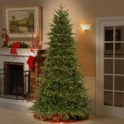 7Ft - 9Ft-National Tree Company Pre-Lit 'Feel Real' Artificial Full Christmas Tree, Green, Northern Frasier Fir, White Lights, Includes Stand, 7.5 Feet