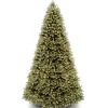 National Tree Company Slim^Pre-Lit 'Feel Real' Artificial Full Downswept Christmas Tree, Green, Douglas Fir, White Lights, Includes Stand, 9 Feet
