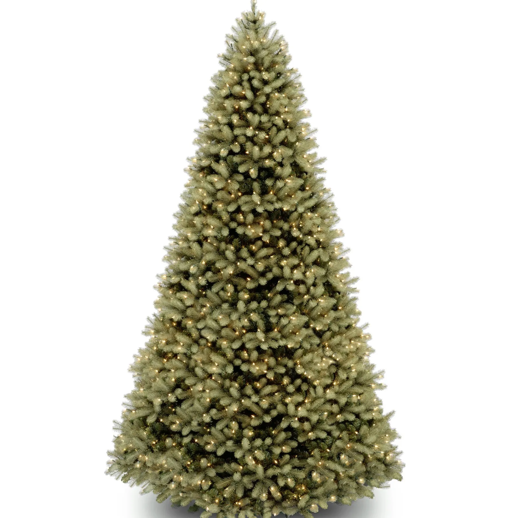 National Tree Company Slim^Pre-Lit 'Feel Real' Artificial Full Downswept Christmas Tree, Green, Douglas Fir, White Lights, Includes Stand, 9 Feet